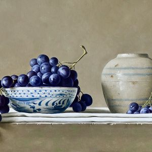 "Muscat grapes and ginger jar"