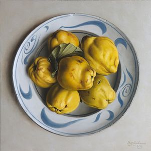 "Quinces in Ming plate"